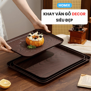Khay gỗ nhựa vân gỗ decor phục vụ quán nhà hàng và decor chụp ảnh