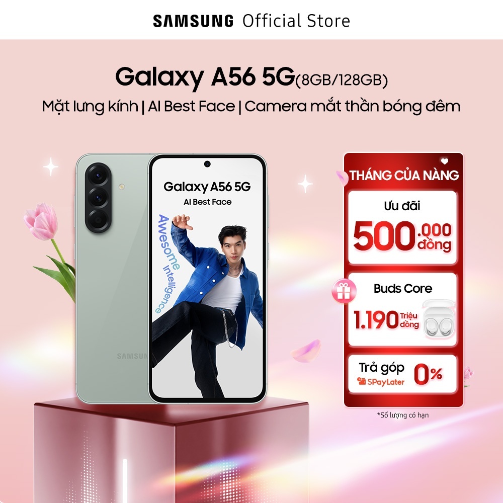 Combo Độc Quyền: ĐIện Thoại Samsung Galaxy A56 128GB + Tai nghe Samsung Galaxy Buds Core (Trắng)