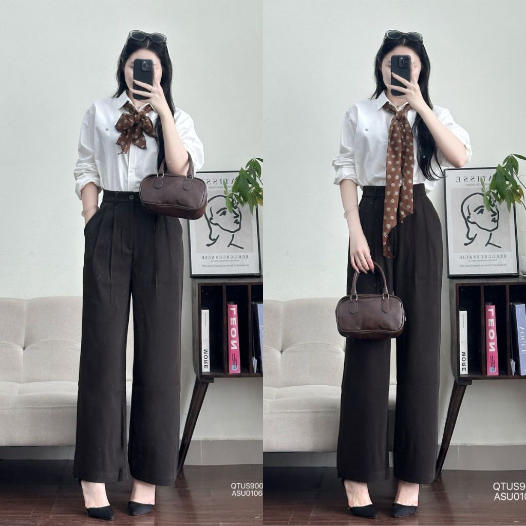 Quần Tây Nữ Suông 2 Ly FMSTYLE – Cạp Cao, Form Đứng, Tôn Dáng Chuẩn Đẹp 25090308