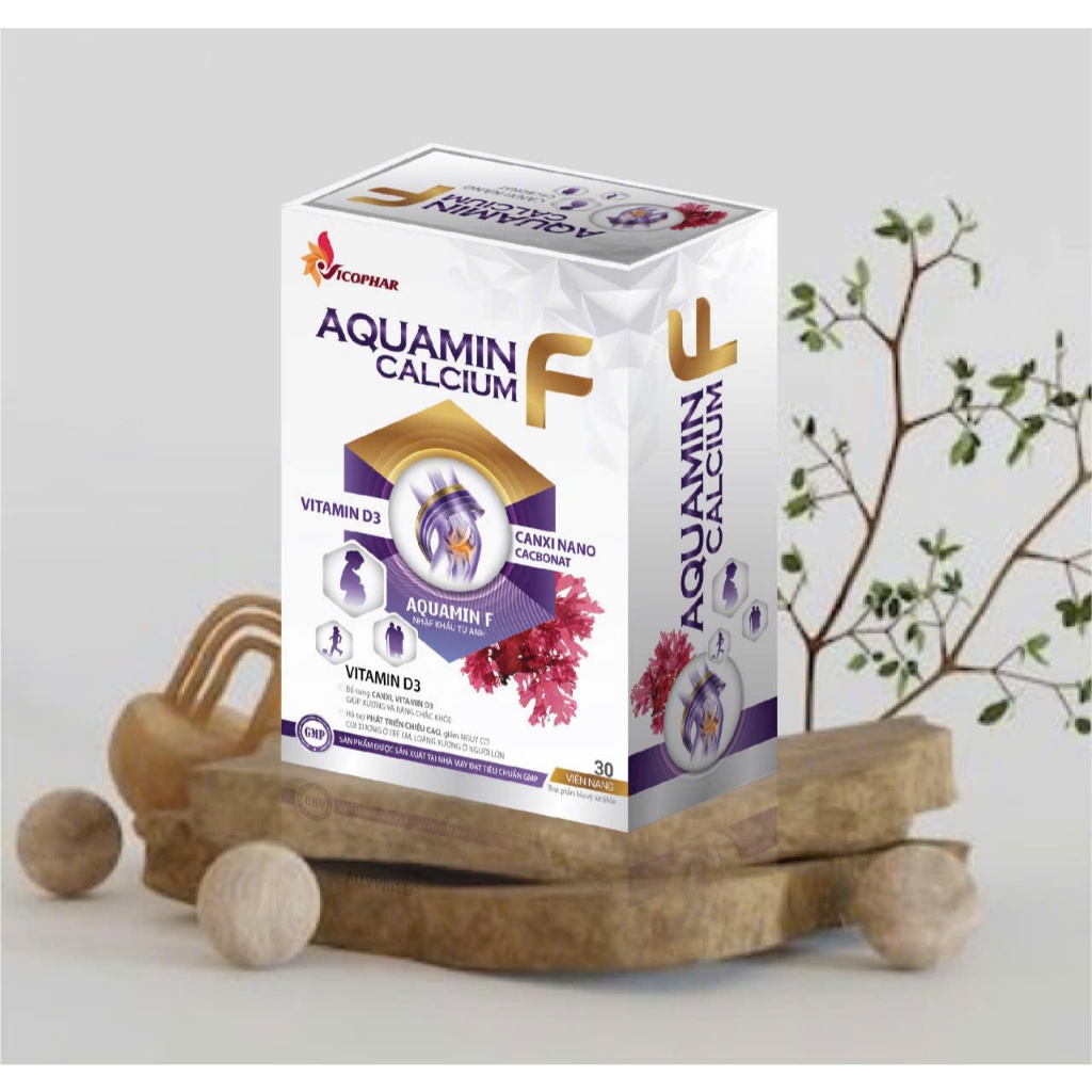 Viên uống Aquamin Calcium F - Canxi Nano & Aquamin F hỗ trợ tăng chiều cao, giảm loãng xương (Hộp 30