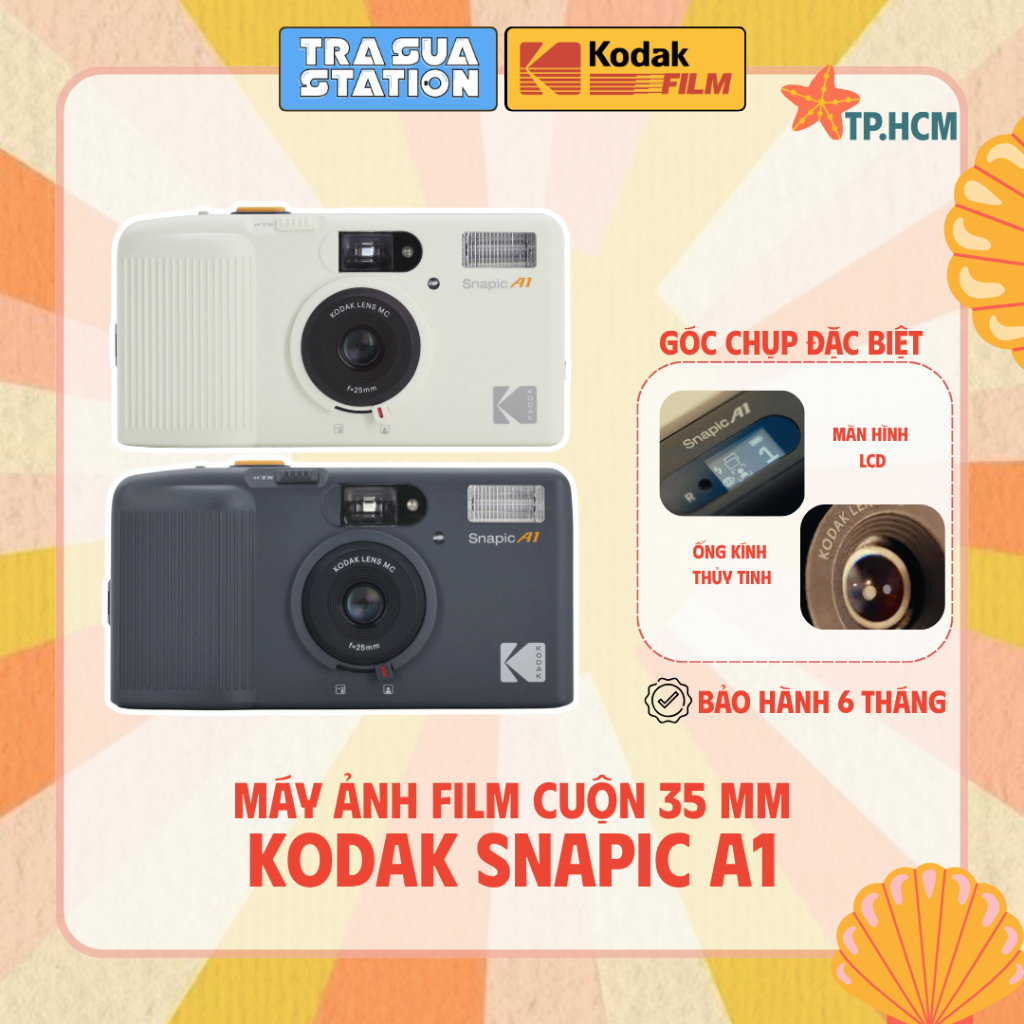 Máy ảnh film KODAK Snapic A1 35mm tự động lên phim & tua phim – Có flash