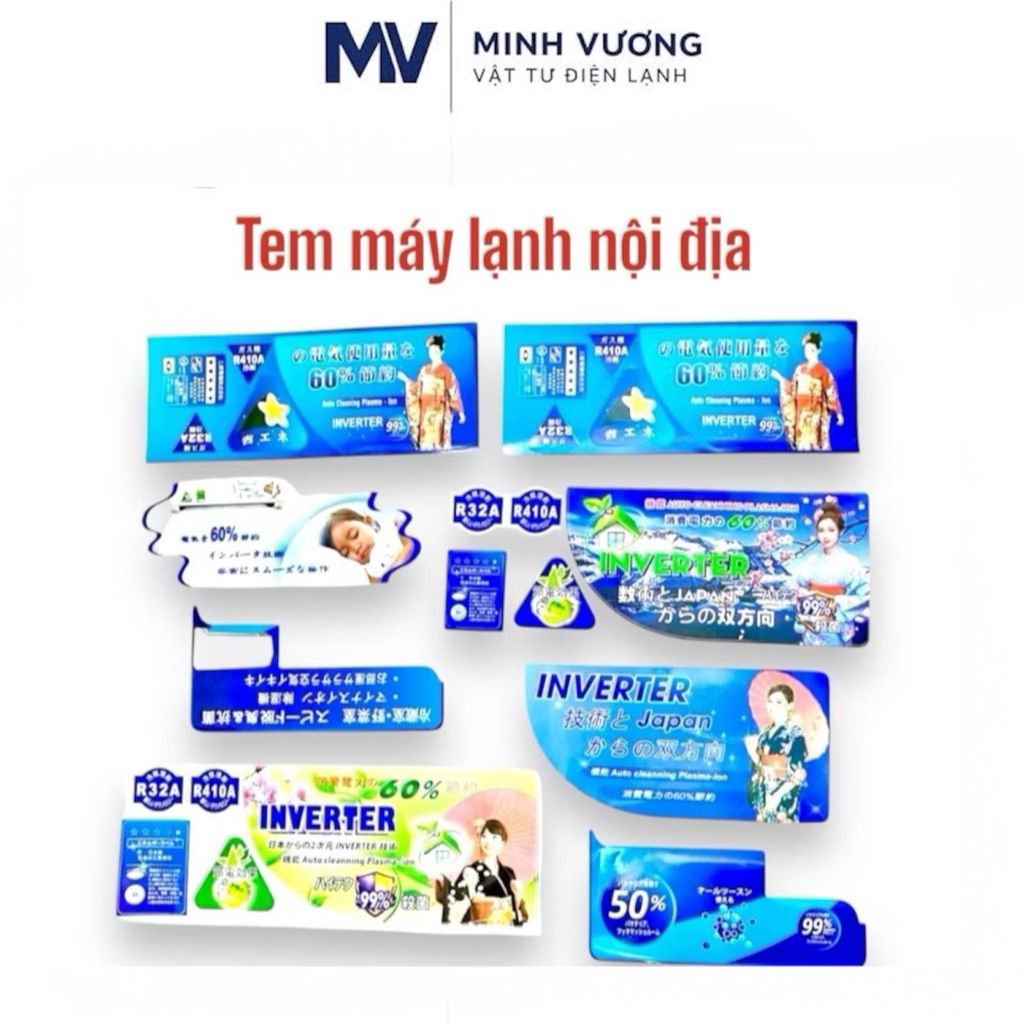 Combo 10 tem máy lạnh nội địa nhật đa dạng mẫu