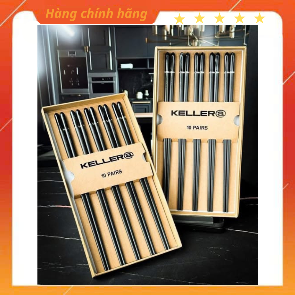Set 10 Đôi Đũa Chuôi Đá Đen Sang Trọng - Keller@Germany Mẫu Mới T10/2025