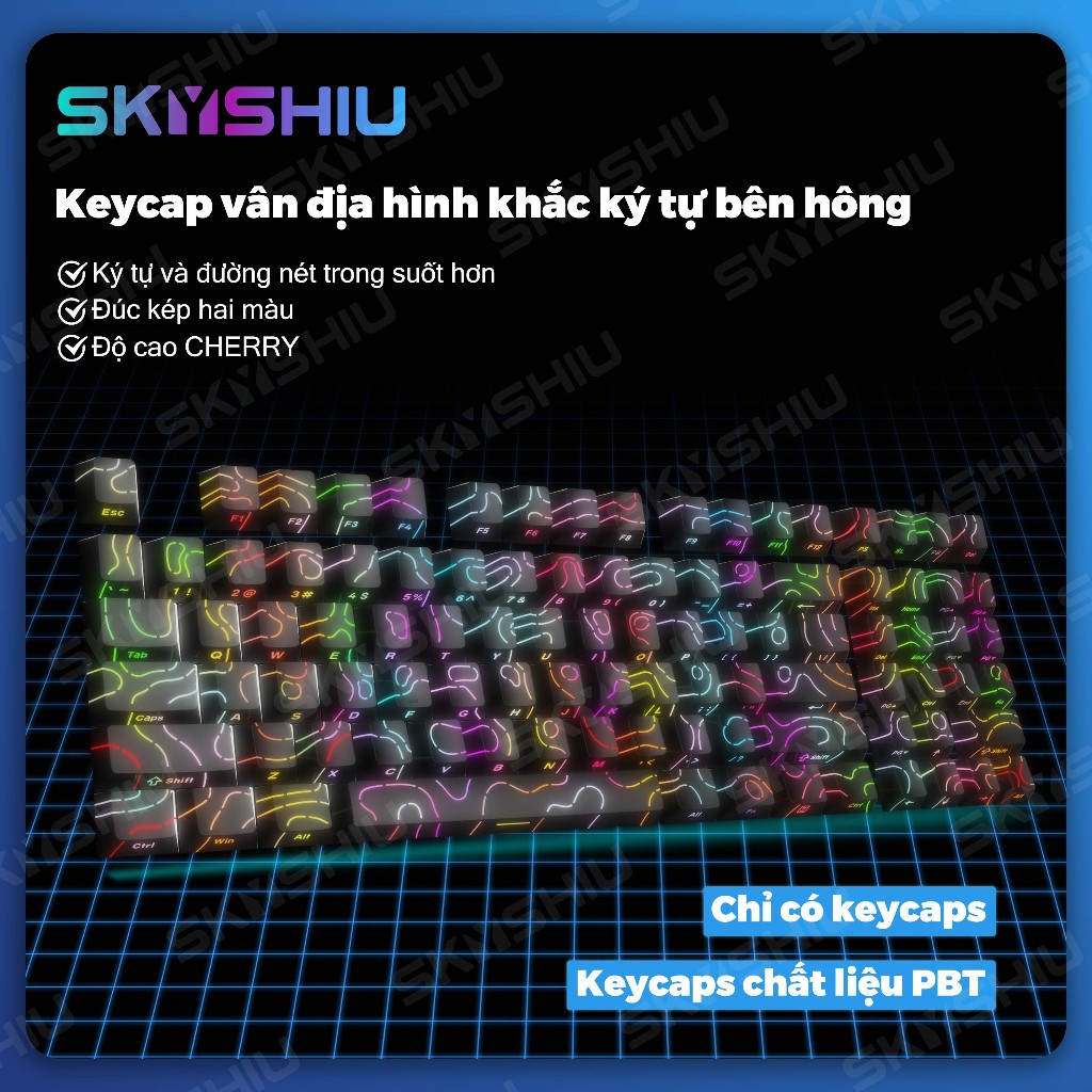 Keycap SKYSHIU pro 4.0 với thiết kế vân địa hình topographic PBT bền bỉ phù hợp cho bàn phím cơ | BigBuy360 - bigbuy360.vn