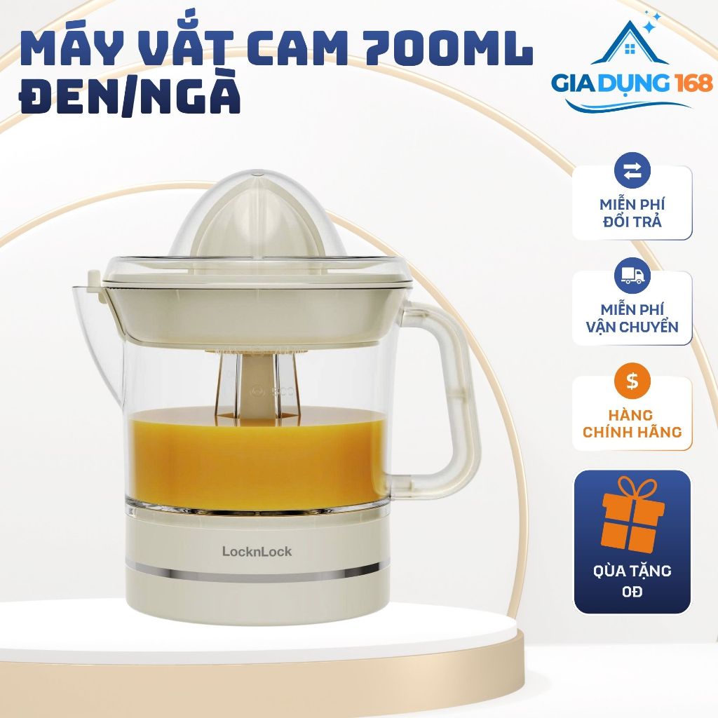 Máy Vắt Cam Lock&Lock EJJ236IVY/EJJ236BLK Citrus Juicer 700ml 40W Ép Tự Động Chính Hãng - Màu Ngà/Đe