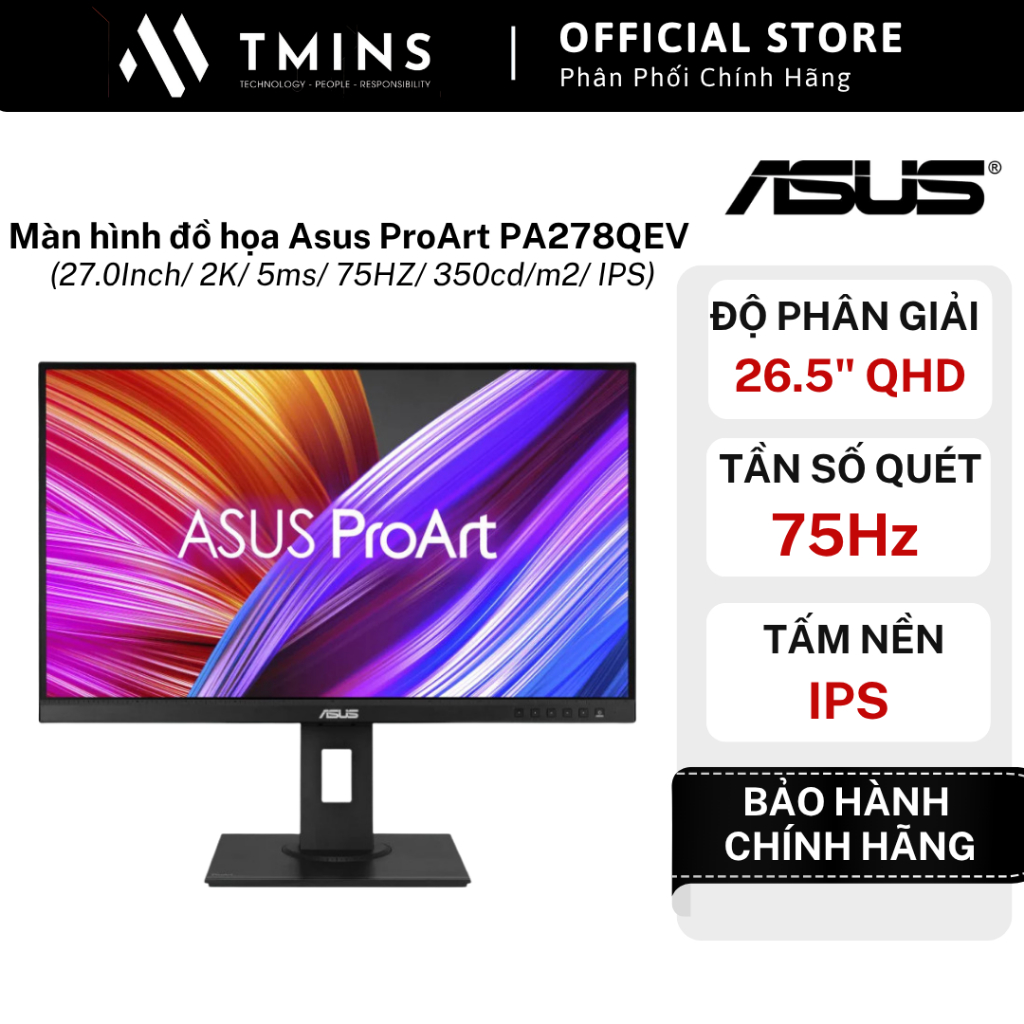 Màn hình đồ họa Asus ProArt PA278QEV (27.0Inch/ 2K/ 5ms/ 75HZ/ 350cd/m2/ IPS) - Hàng chính hãng