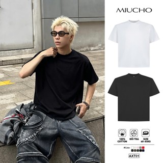Áo phông trơn form boxy vải cotton 2c thoáng mát AXT01 Miucho Club