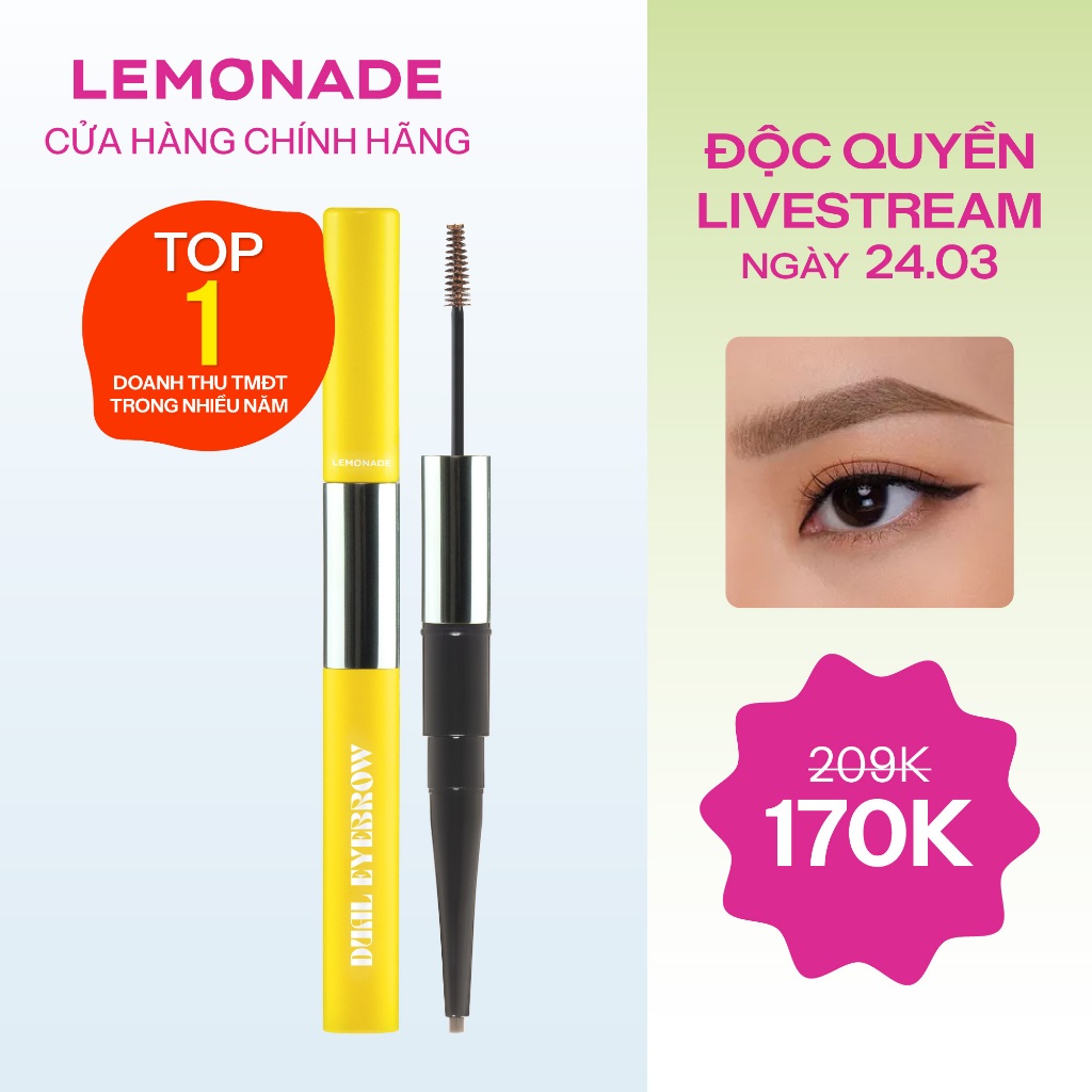 [LIVESTREAM KOL] Chì kẻ mày 2 đầu LEMONADE DUAL Eyebrow 2.75g