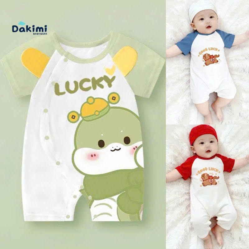 Bodysuit cho bé DAKIMI hình thú ngộ nghĩnh, Body cộc tay chất thun mềm mịn, Đồ sơ sinh 0-12M