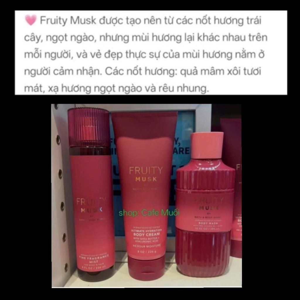 FRUITY MUSK - FRESH MUSK - WARM MUSK ‼️  XỊT THƠM   HƯƠNG NƯỚC HOA Bath & Body works