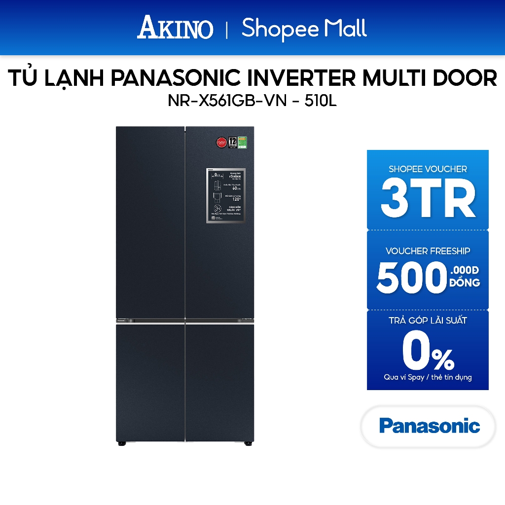 Tủ lạnh Panasonic Inverter 510 lít Multi Door NR-X561GB-VN - Hàng Chính Hãng