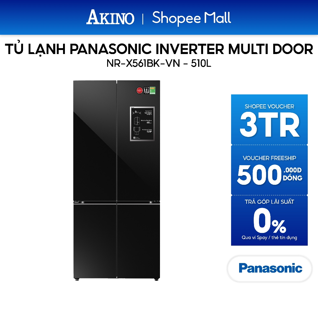 Tủ lạnh Panasonic Inverter 510 lít Multi Door NR-X561BK-VN​ - Hàng Chính Hãng