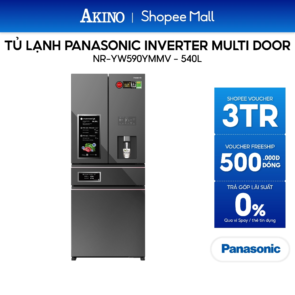 Tủ lạnh Panasonic Inverter 540 lít Multi Door PRIME+ Edition NR-YW590YMMV - Hàng Chính Hãng
