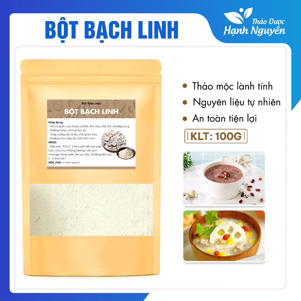 Bột bạch linh 100g, bạch phục linh nguyên chất, đắp mặt, giúp trắng da, mờ thâm, chống lão hóa