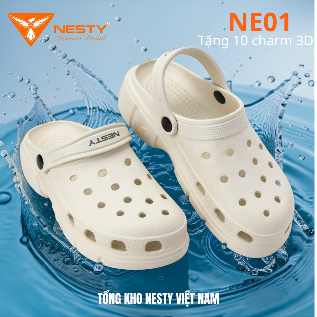 [NE01] - [Tặng Charm 3D] -Dép Sục Nam Nữ NESTY Kiểu Dáng UNISEX CHO CẢ GIA ĐÌNH
