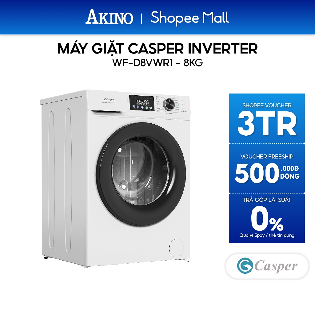 Máy giặt Lồng Ngang Casper ProWash Inverter 8 kg WF-D8VWR1 - Hàng Chính Hãng