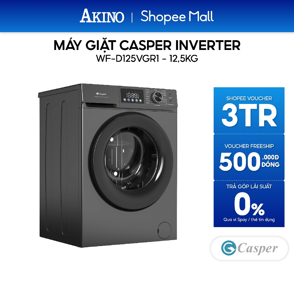 Máy giặt Lồng Ngang Casper ProWash Inverter 12.5 kg WF-D125VGR1 - Hàng Chính Hãng
