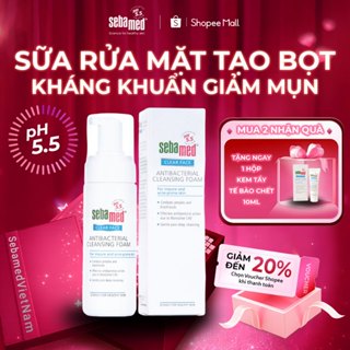 Sữa rửa mặt tạo bọt giảm mụn kích ứng Sebamed Antibacterial Cleansing Foam pH5.5 (150ml) da nhạy cảm