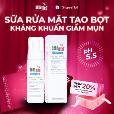 Sữa rửa mặt tạo bọt ngừa khuẩn Sebamed cân bằng chẩn pH5.5 (150ml) cho da mụn nhạy cảm
