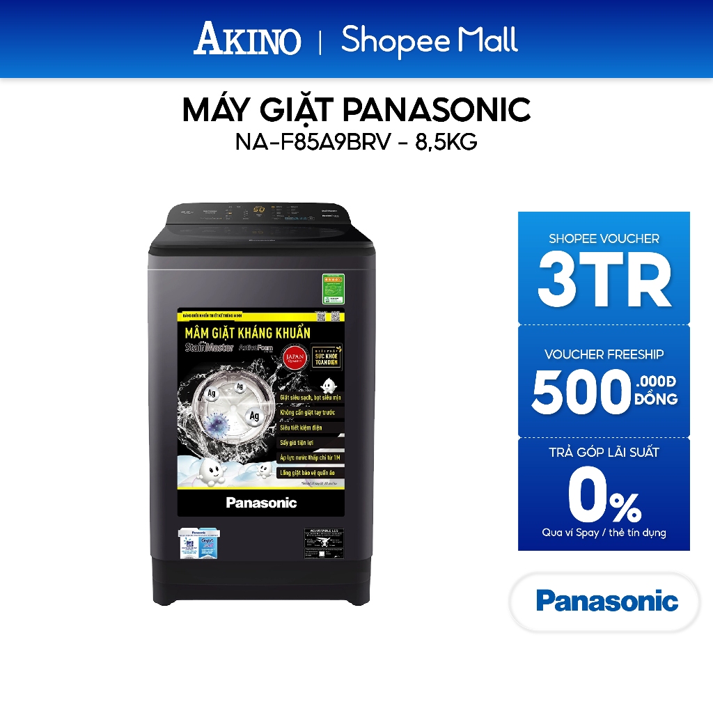 Máy giặt Lồng Đứng Panasonic 8.5 Kg NA-F85A9BRV - Hàng Chính Hãng