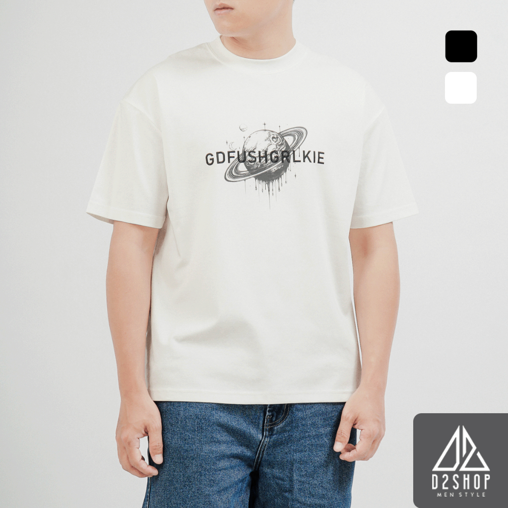 Áo Thun Nam D2SHOP in nổi 3D hình hành tinh, vải Hybrid Cotton Blend B-N5095