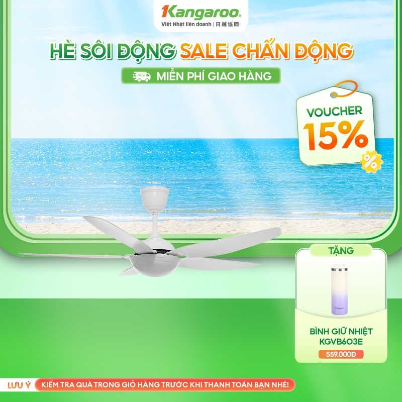 Quạt Trần Đèn Kangaroo KG722DC 5 Cánh Hiện Đại