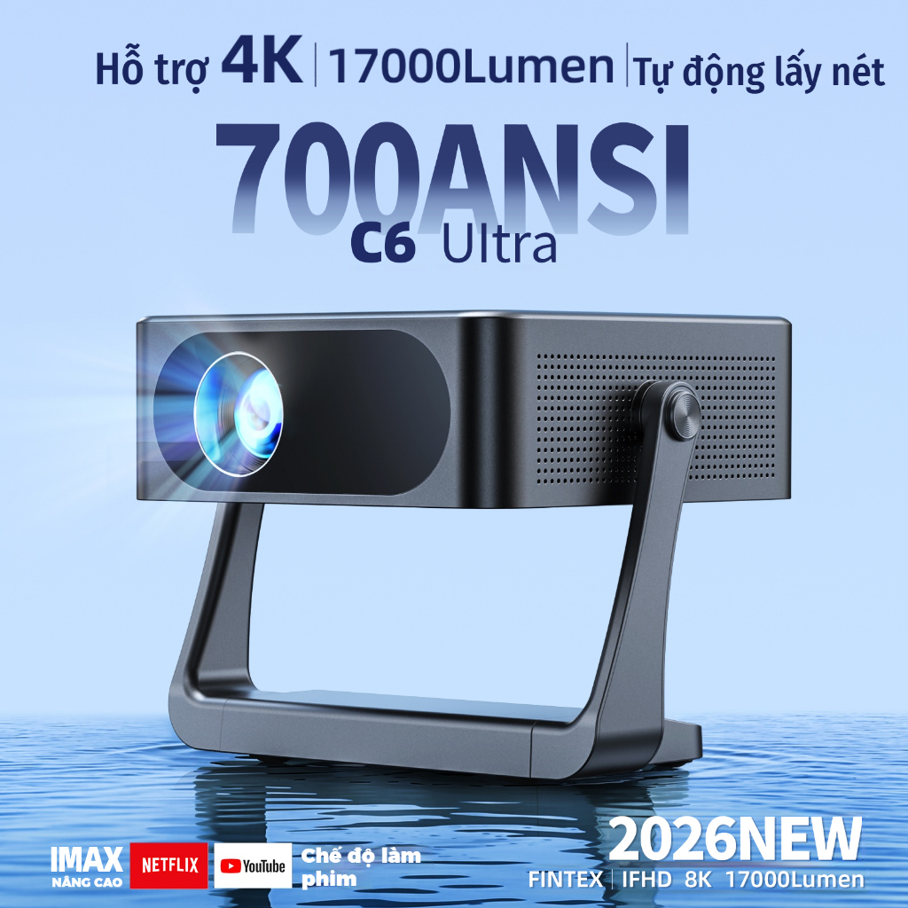Fintex Max C6  Máy chiếu cầm tay siêu 4k Tự động tập trung Sáng tạo  Rotating Home Theater  Xem ban ngày thông minh