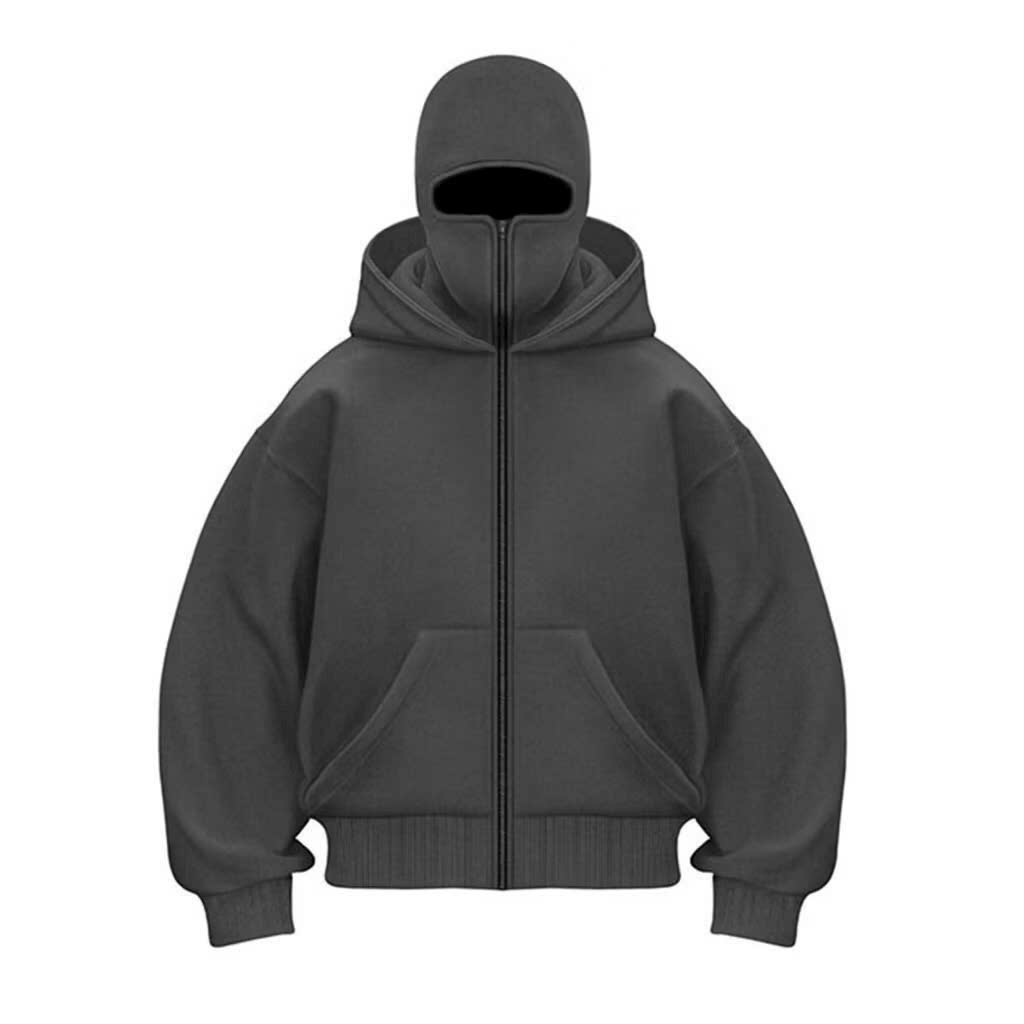 Áo Khoác Hoodie Zip Ninja Cổ Cao 2 Mũ Nỉ Dáng Boxy Unisex mũ trùm kín đầu trẻ trung chống nắng TP69