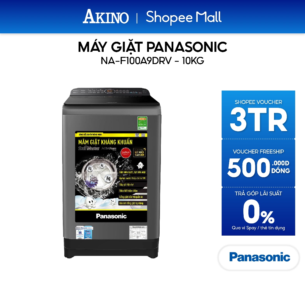 Máy giặt Lồng Đứng Panasonic 10 kg NA-F100A9DRV - Hàng Chính Hãng