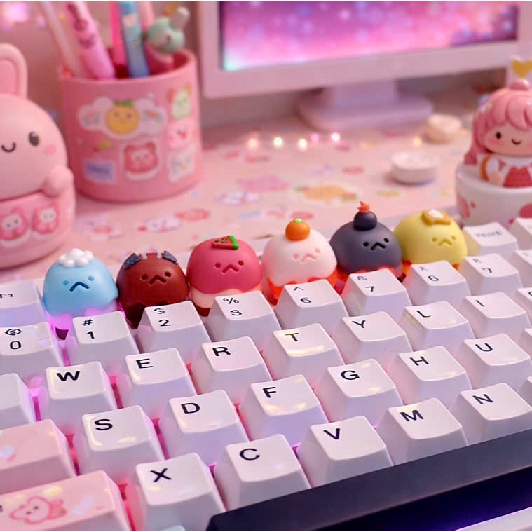Cute Jelly Artisan Keycap Kawaii Dessert Jelly Keycap for Mechanical Keyboard Custom Gaming Keyboard