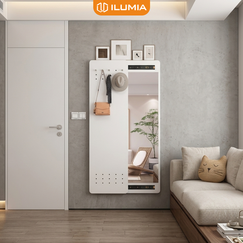 Gương soi toàn thân treo tường cánh trượt kem tranh phong thủy thương hiệu ILUMIA - GP263