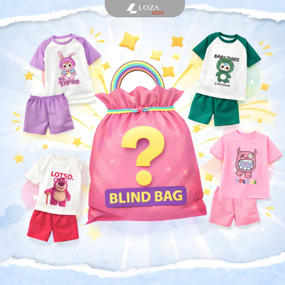 Bộ quần áo bé gái (gồm áo phông, quần đùi) chất thun cotton size từ 15-40kg - Xé túi mù giao ngẫu nhiên Loza Kids XA003