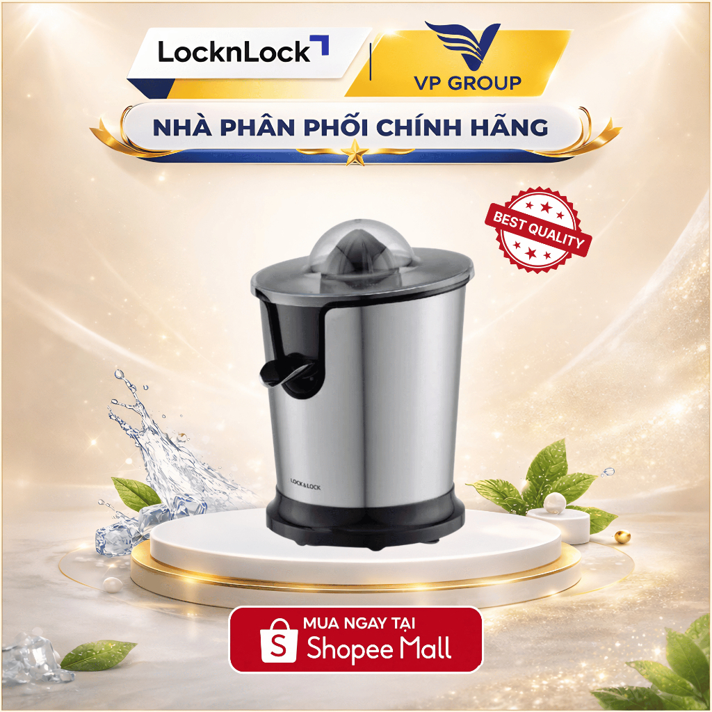 Máy vắt cam bằng thép không gỉ LocknLock chính hãng 85W - Màu đen - EJJ226BLK
