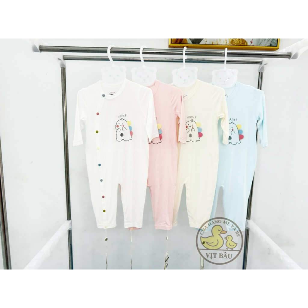[Hrnee] Bộ body dài tay sơ sinh vải thun petit sợi tre hrnee