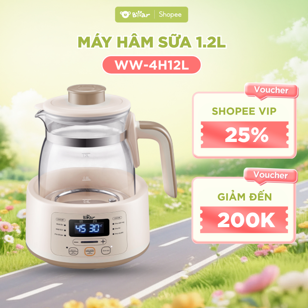 Máy Đun Nước Pha Sữa Bear TNQ - D12D1 Hâm Sữa, Pha Sữa, Pha Trà, Khử Clo, Giữ Ấm