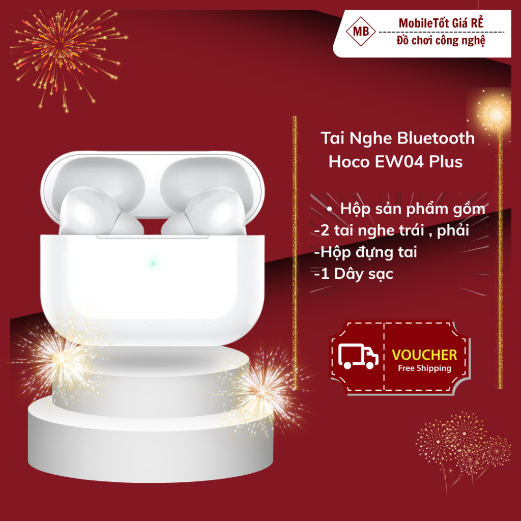 Tai Nghe Bluetooth Hoco EW04 Plus V5.1  – Có Mic Đàm Thoại, Âm Thanh Rõ Nét Nghe Nhạc 4H, Đệm Tai Si