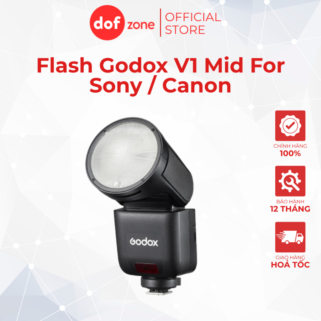 Đèn Flash Godox V1 Mid Chính Hãng – TTL, HSS, Ánh Sáng Mềm, Nhẹ Gọn Chụp Event – Chính Hãng