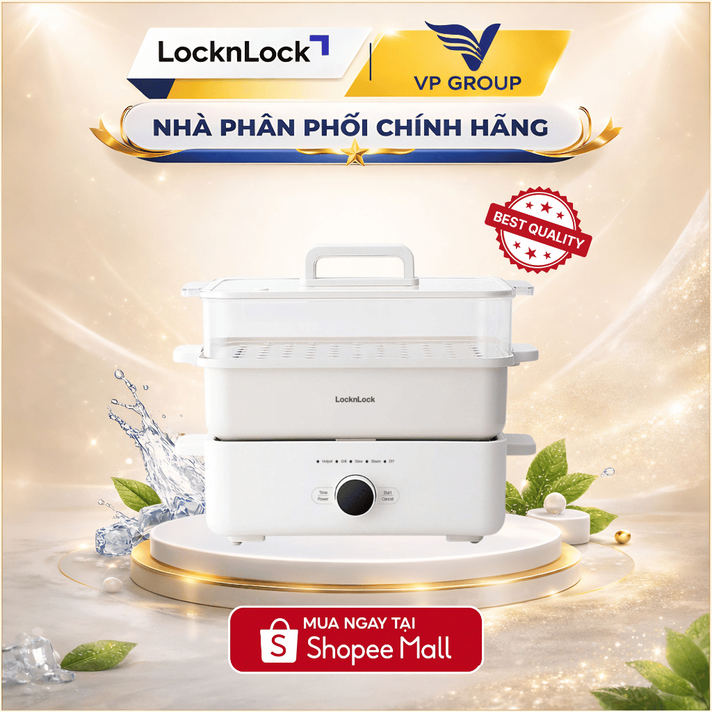 Nồi Lẩu Đa Năng Locknlock chính hãng, dung tích 4.5L, 1500W - Màu Ngà - EJP154IVY