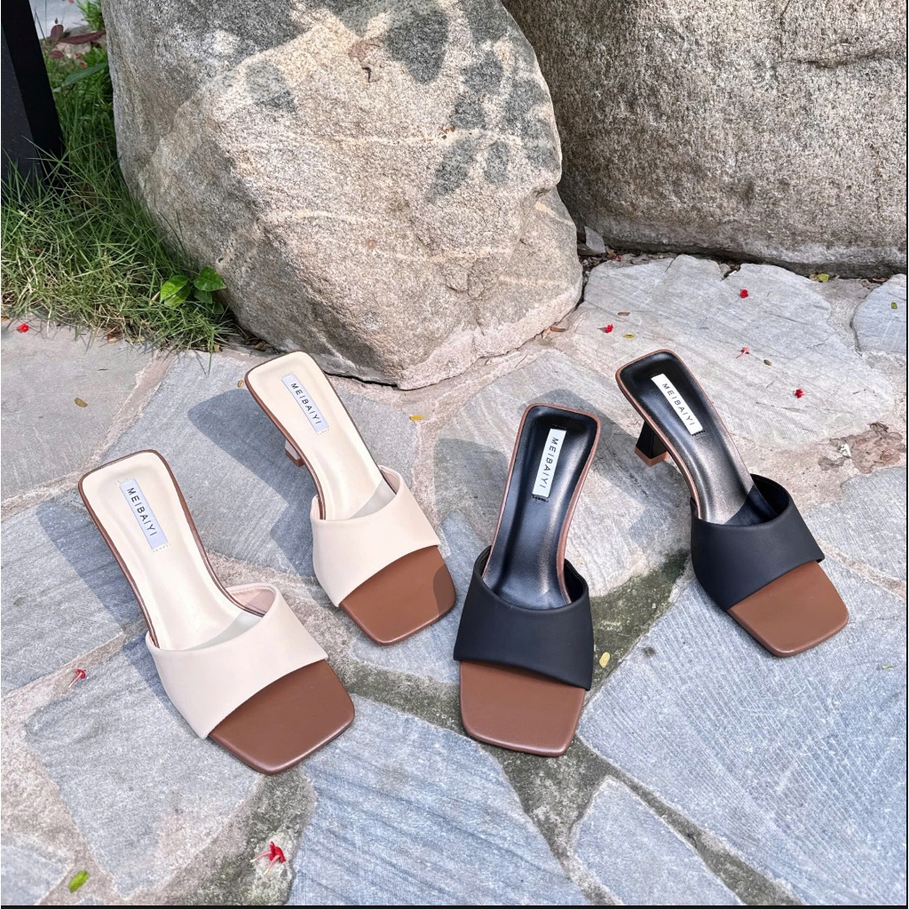 Min's Shoes - Guốc Sandal 6p Quai Ngang Cao Cấp S758