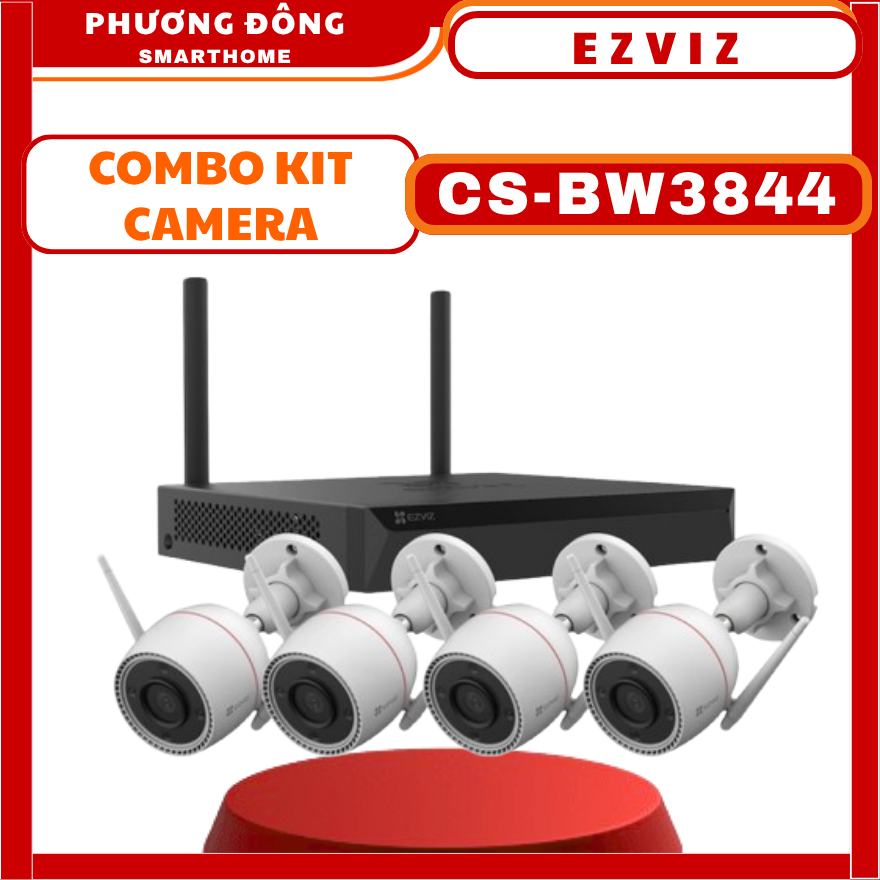 COMBO KIT CAMERA WIFI NGOÀI TRỜI CS-BW3844 EZVIZ (4MP) - 4 Camera H3C và 1 Đầu ghi