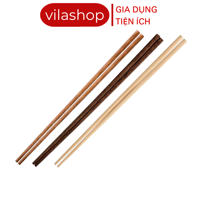 (3 Mẫu) Đũa Nấu Bếp Vilahome, 1 Đôi Đũa Dài 40cm Gỗ Tự Nhiên Dùng Xào Nấu, Gắp Thức Ăn