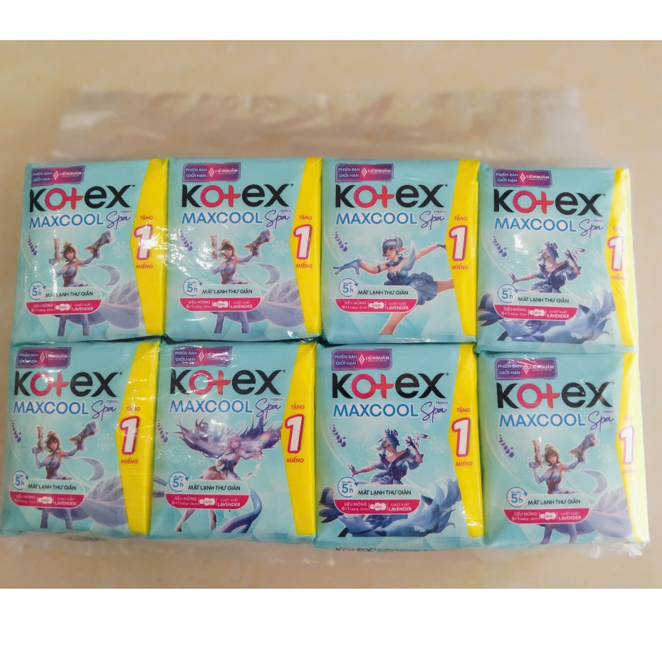 COMBO 8 GÓI BĂNG VỆ SINH KOTEX MAXCOOL SPA MÁT LẠNH 8 MIẾNG