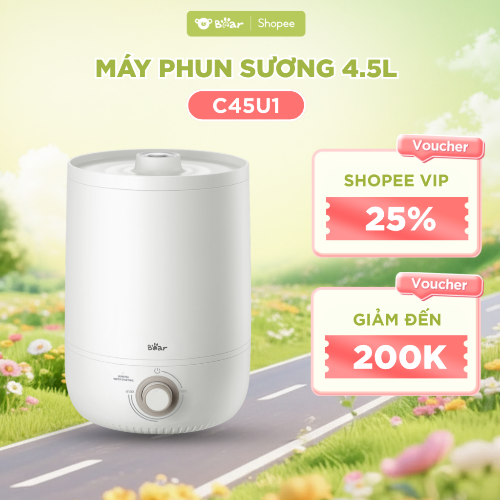 Máy Phun Sương Tạo Ẩm Bear JSQ - C45U1 Dung Tích 4.5L Làm Mát, Dưỡng Ẩm Không Khí