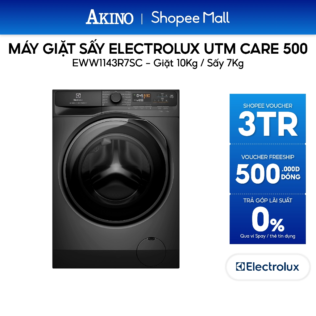 Máy giặt sấy Lồng Ngang Electrolux UltimateCare 500 Inverter giặt 10 kg - sấy 7 kg EWW1023P5SC - Hàng chính hãng