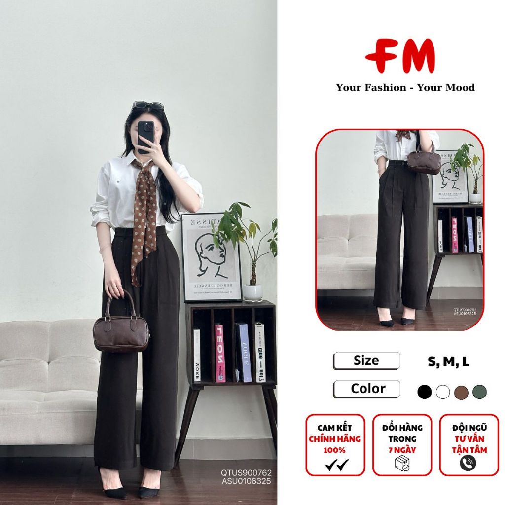 Quần Tây Ống Suông FMSTYLE – Cạp Cao Tôn Eo, Dáng Đứng Sang Trọng 25090308