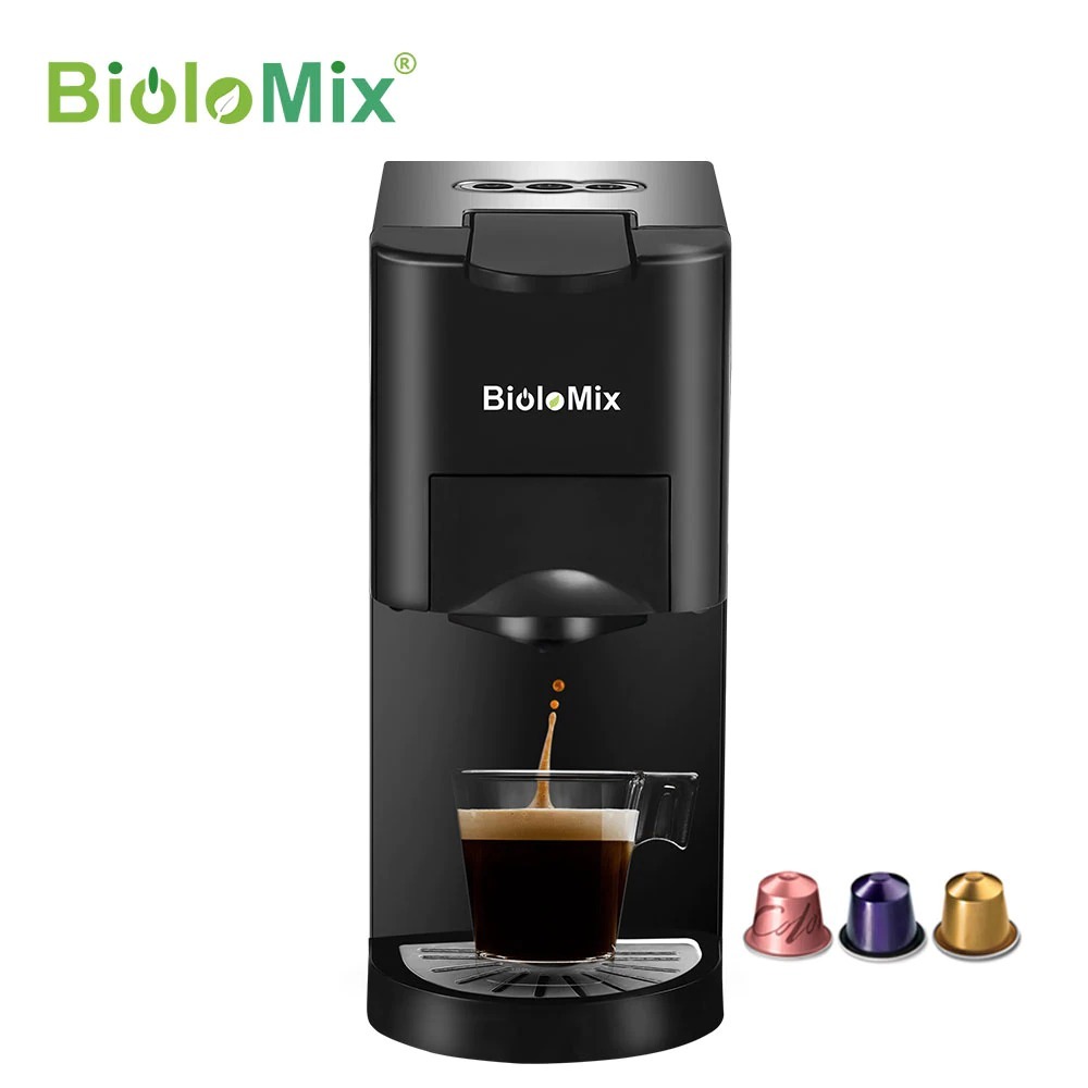 [BioloMix Brand] Máy pha cafe Espresso 3 in 1 19Bar pha được 2 loại viên nén thông dụng và cafe bột