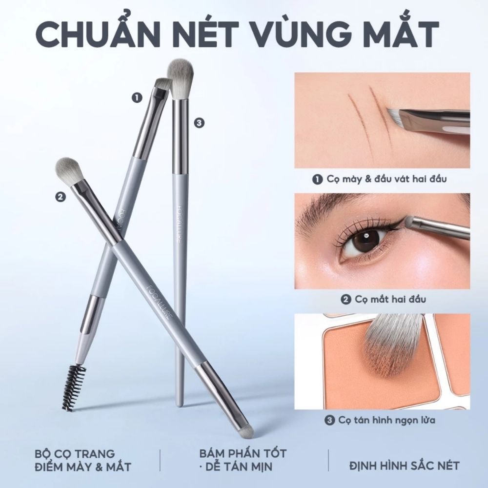 Ảnh 7 của Bộ cọ trang điểm FOCALLURE 6 cây cọ phấn phủ, má hồng, màu mắt 100g FA-70