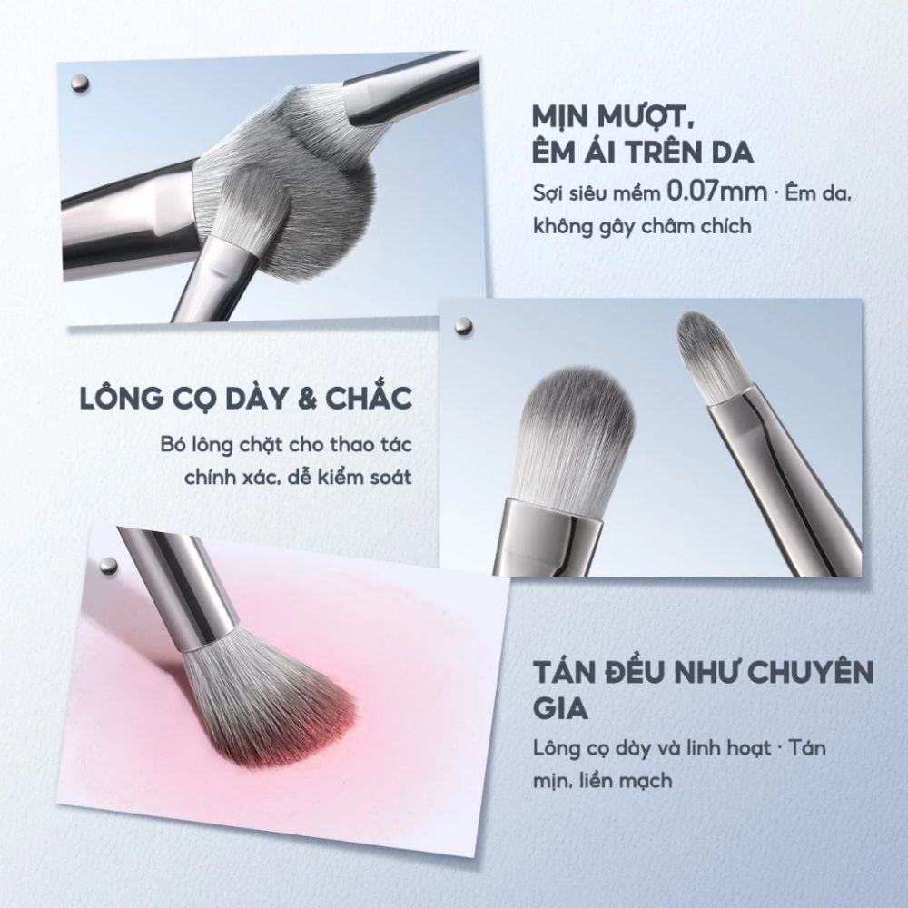 Ảnh 8 của Bộ cọ trang điểm FOCALLURE 6 cây cọ phấn phủ, má hồng, màu mắt 100g FA-70