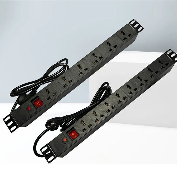 Thanh Nguồn PDU ABS 6 Shocket Holes Ổ Cắm Điện Cho Tủ Rack Tủ Mạng Chuẩn 19inch