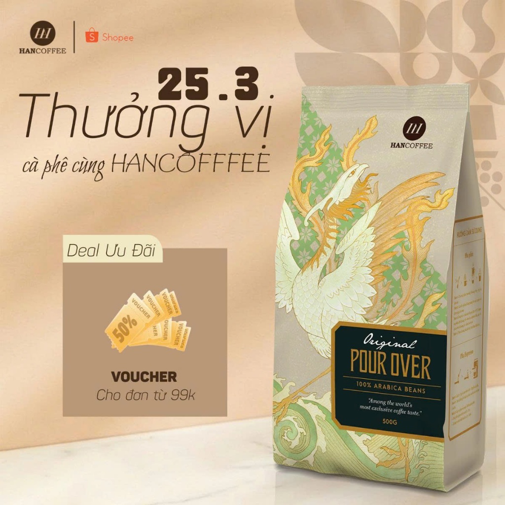 Cà Phê Pha Phin Pha Máy ORIGINAL POUR OVER 100% ARABICA Cao Cấp Rang Xay Nguyên Chất HANCOFFEE